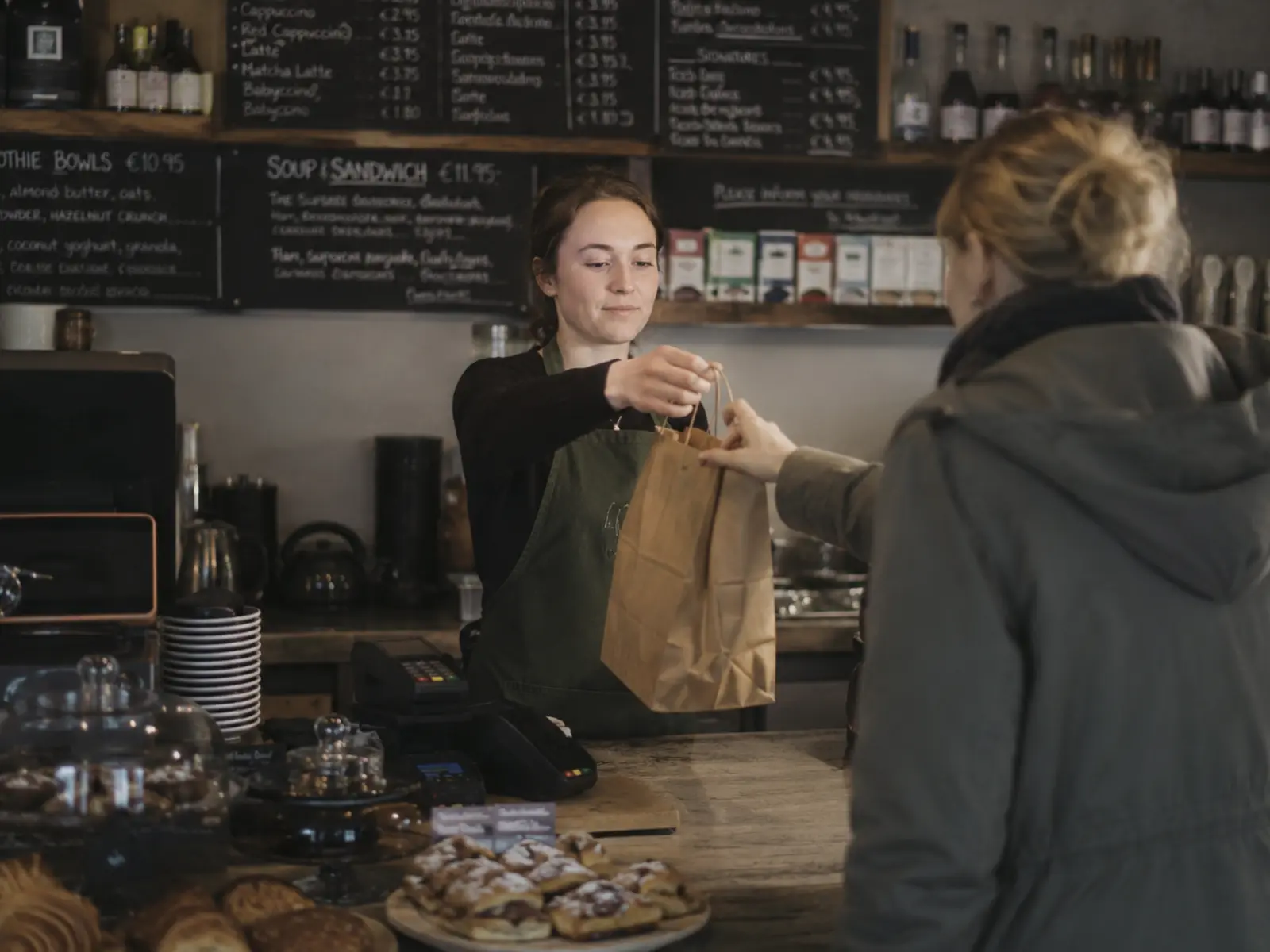 A busy Irish café counter at service time