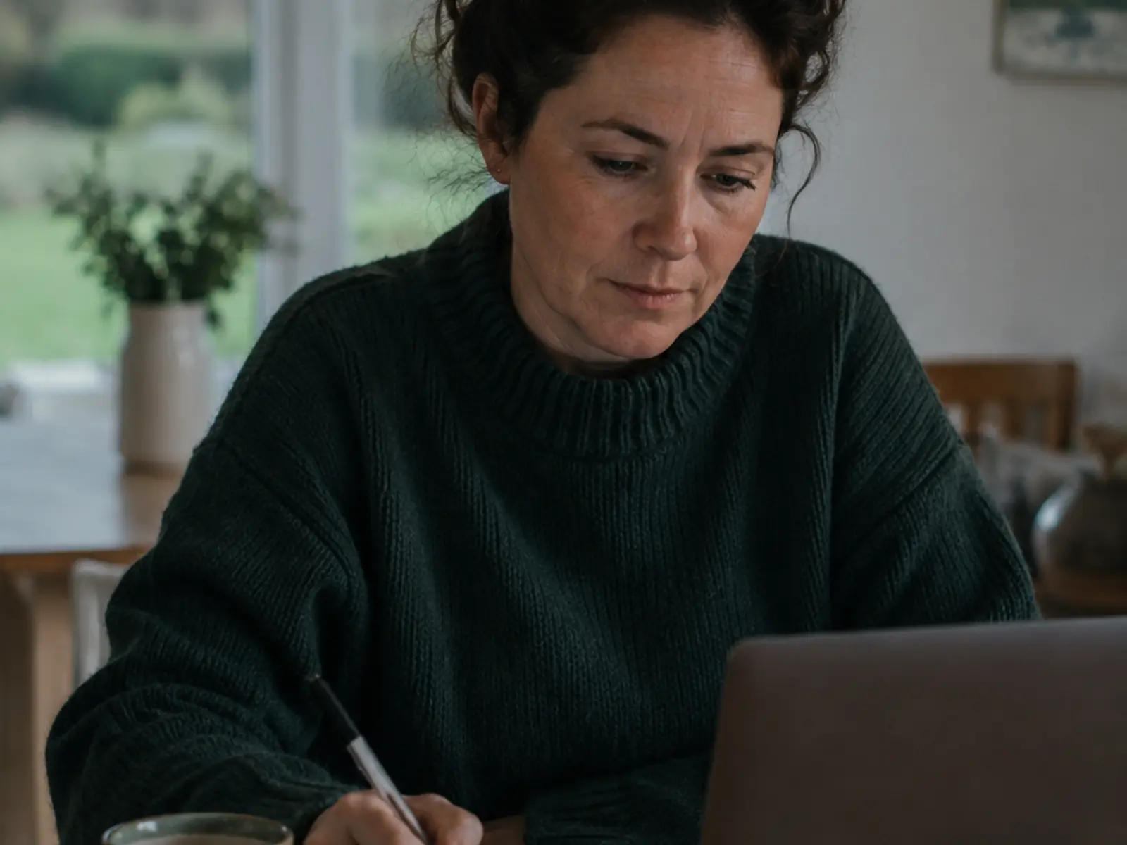 An Irish business owner working on their website in the evening
