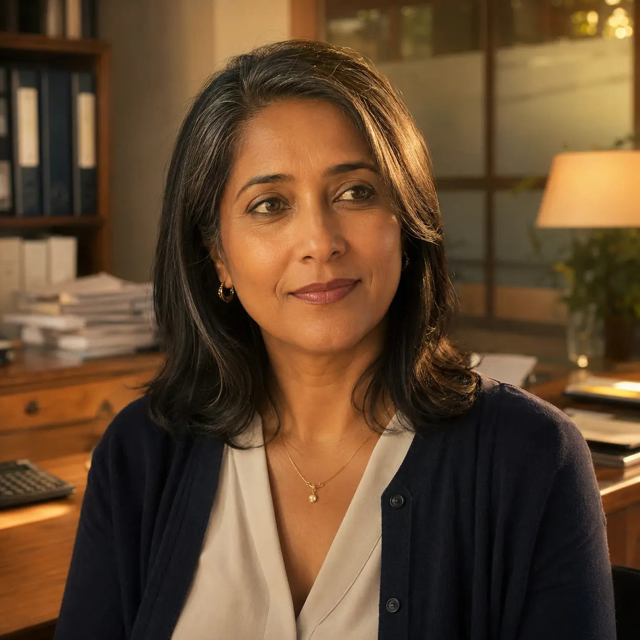 A financial advisor in their office