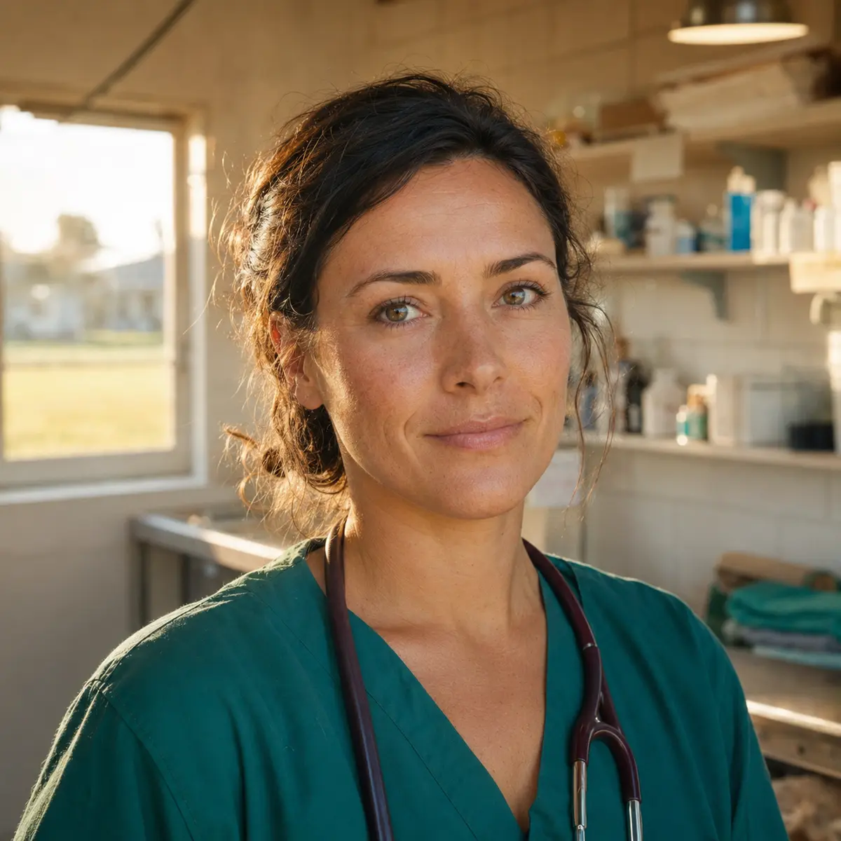 A veterinary professional in their clinic