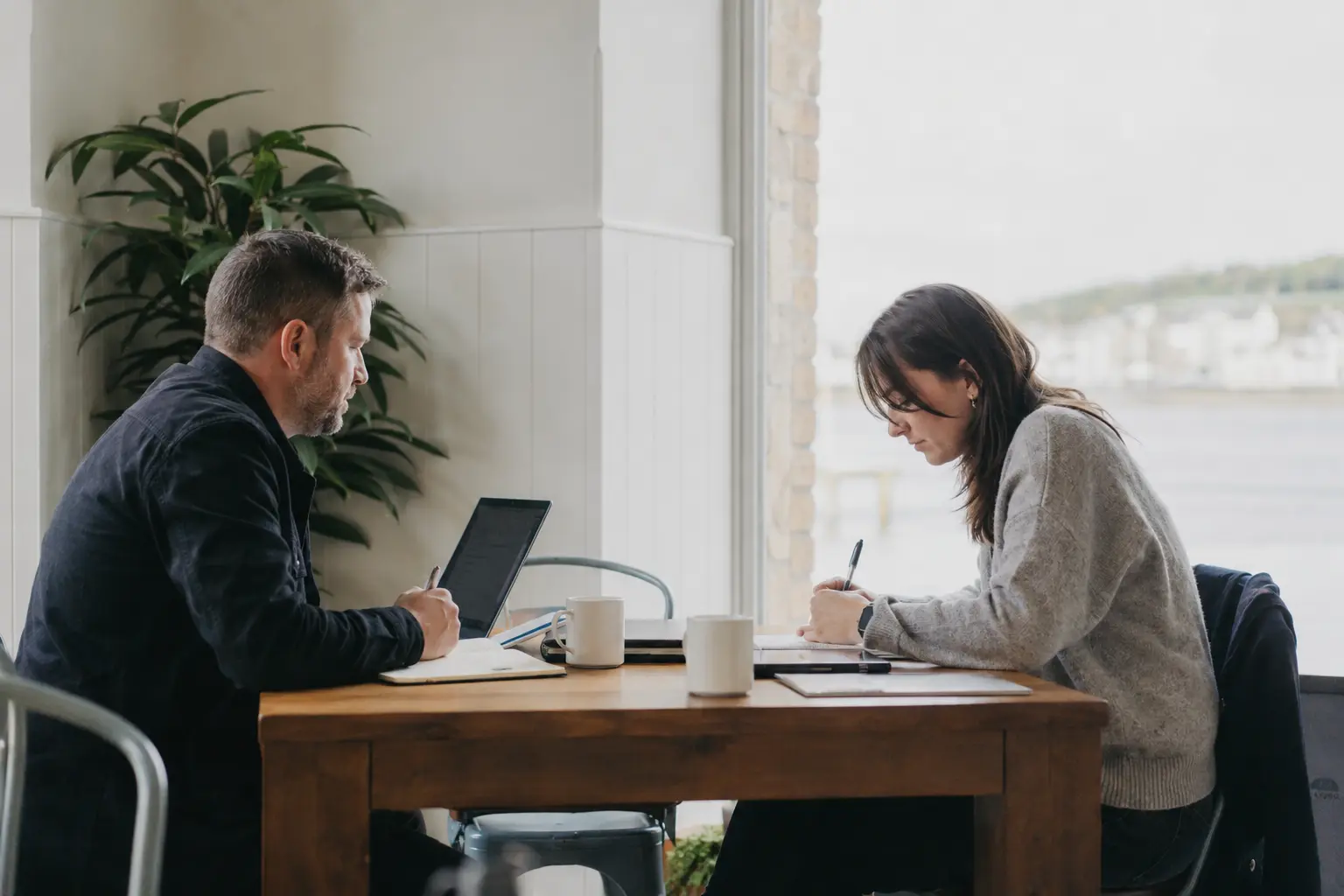 Consultation meeting at a desk