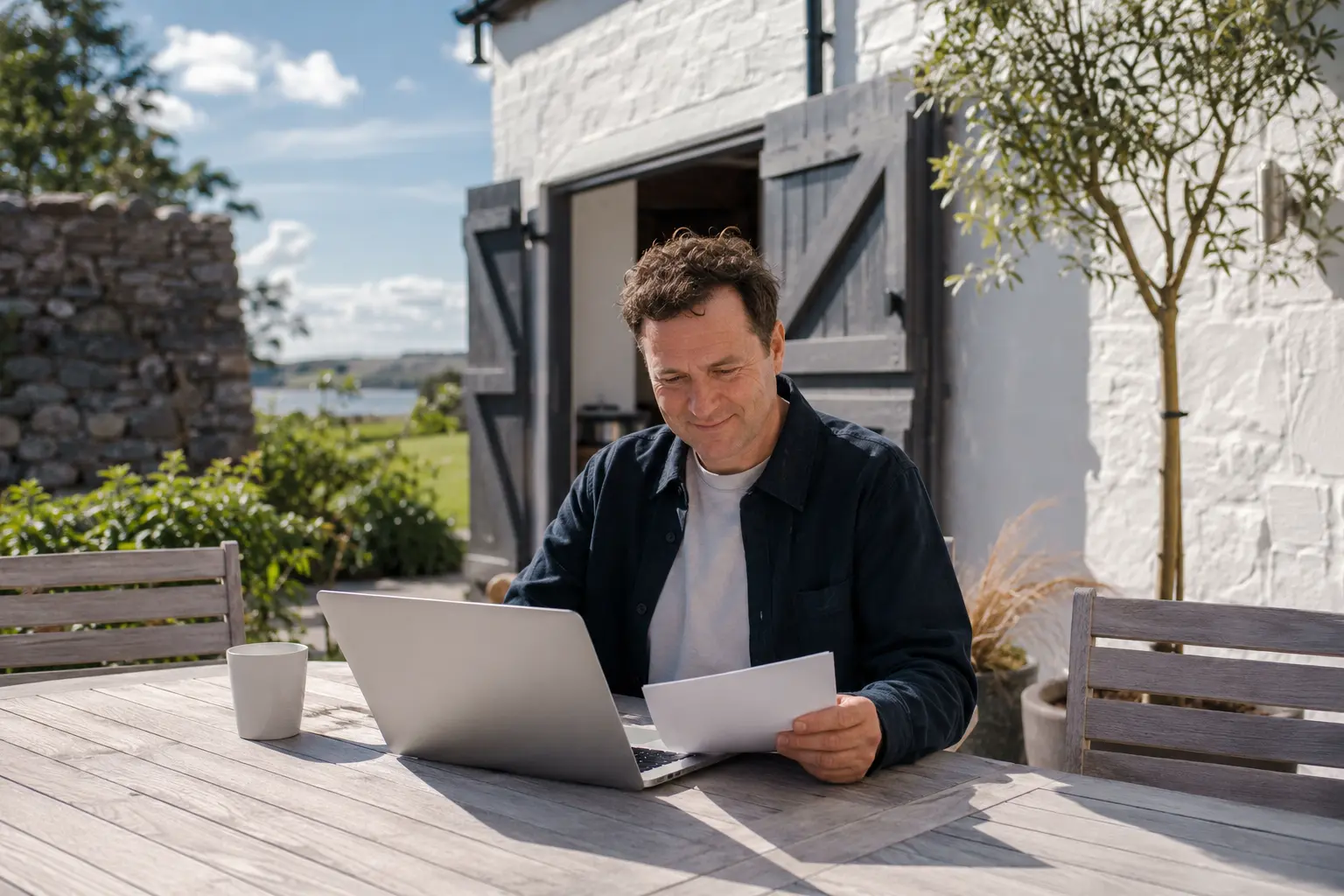 Small business owner on a call